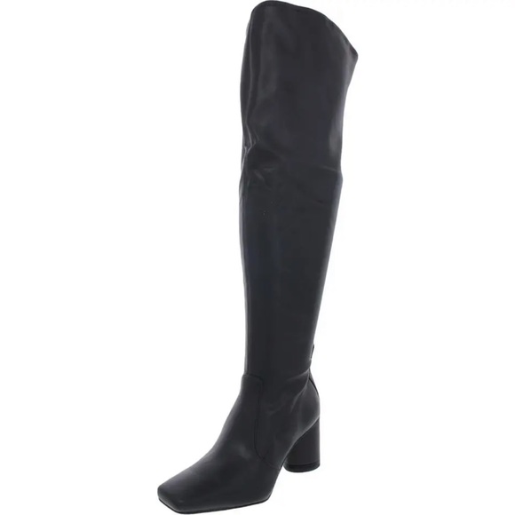 Franco Sarto Black Faux Leather Pisaboot Over The Knee Boots- New N Box- Reemoly - Picture 1 of 16
